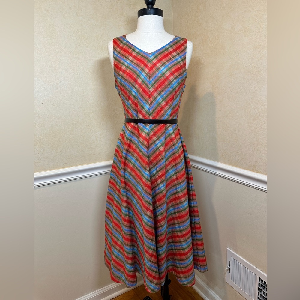 Lindy Bop Fit And Flare Stripe Multicoloured Midi Dress